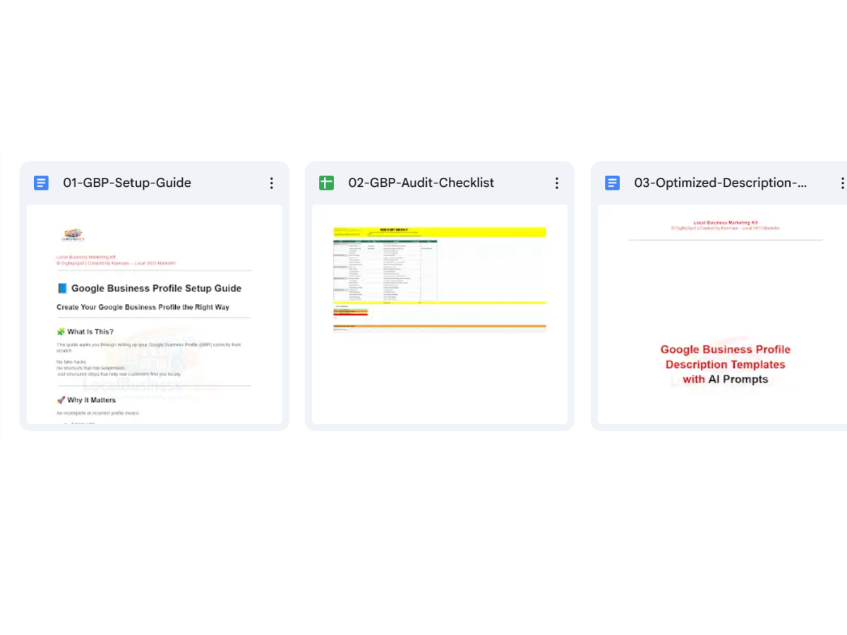 GBP setup guide, audit checklist and optimised description templates