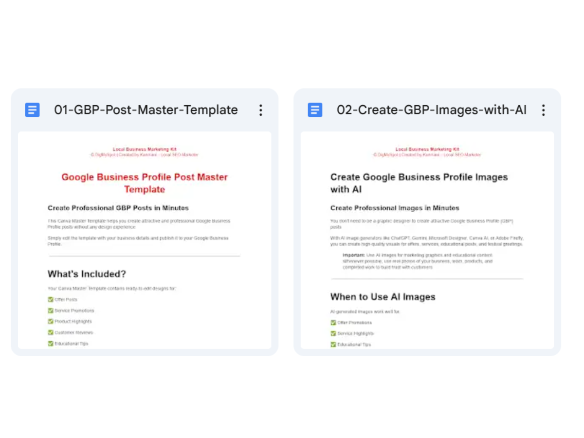 GBP post master template and create GBP images with AI documents